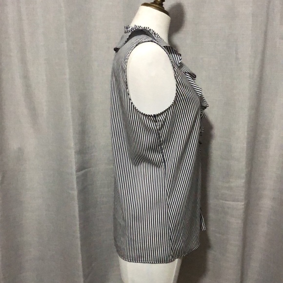 Karl Lagerfeld Paris Sleeveless Blouse-Sz M-Navy & White-EUC - Picture 8 of 16